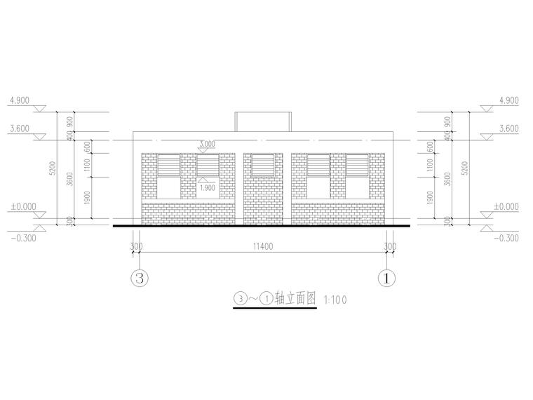 单层框架结构公厕建筑施工图2018-立面图2