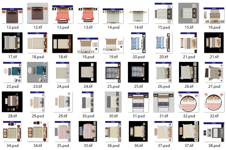 最新家具彩平图-床PSD素材-最新家具彩平图-床（2）