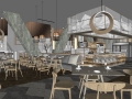 ​现代餐厅室内装修设计SU模型+效果图