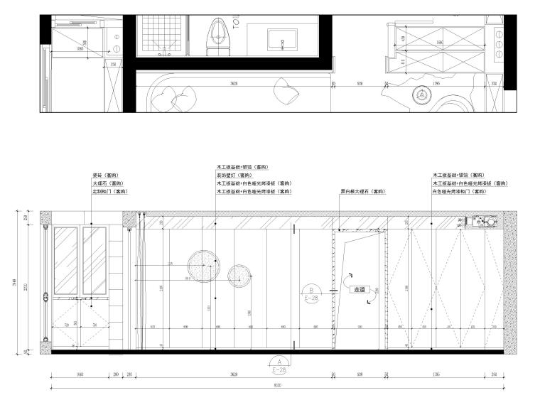 [杭州]116㎡现代二居家装装修施工图+3D模型-沙发背景墙立面图