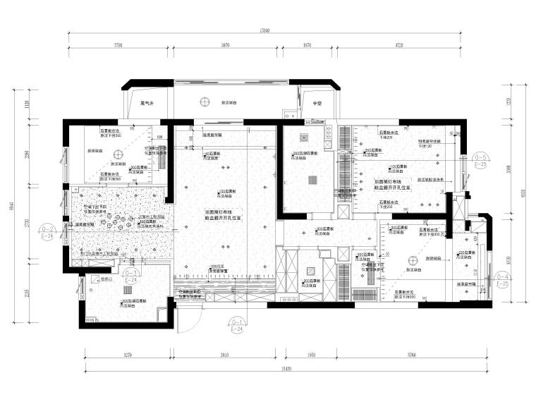 [杭州]116㎡现代二居家装装修施工图+3D模型-天花布置图