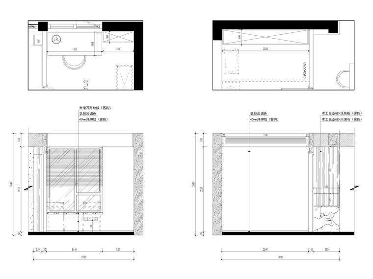 [杭州]116㎡现代二居家装装修施工图+3D模型-书房立面图