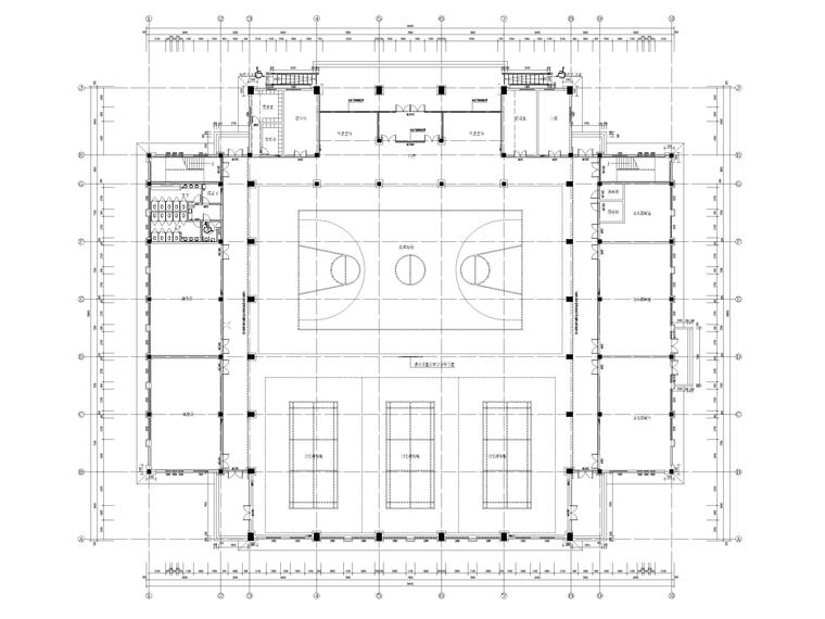 [山西​]专科大学体育馆室内装修设计施工图-体育馆一层瓷砖墙裙平面点位图