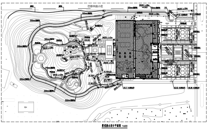 河南健身活动体育公园景观施工图-海绵城市-景观排水平面