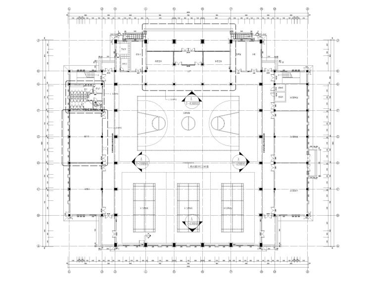 [山西​]专科大学体育馆室内装修设计施工图-体育馆一层平面布置图