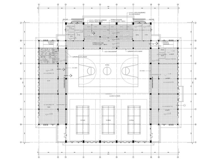 [山西​]专科大学体育馆室内装修设计施工图-体育馆一层天花布置图