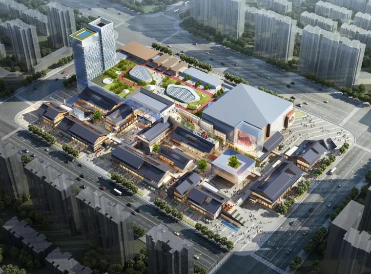 [四川]成都新中式风格商业街概念方案设计-01 鸟瞰图