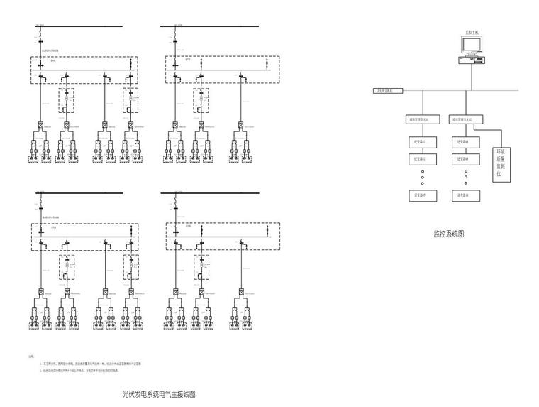 [北京]知名国际机场电气竣工图设计-光伏发电系统电气主接线图及监控系统图