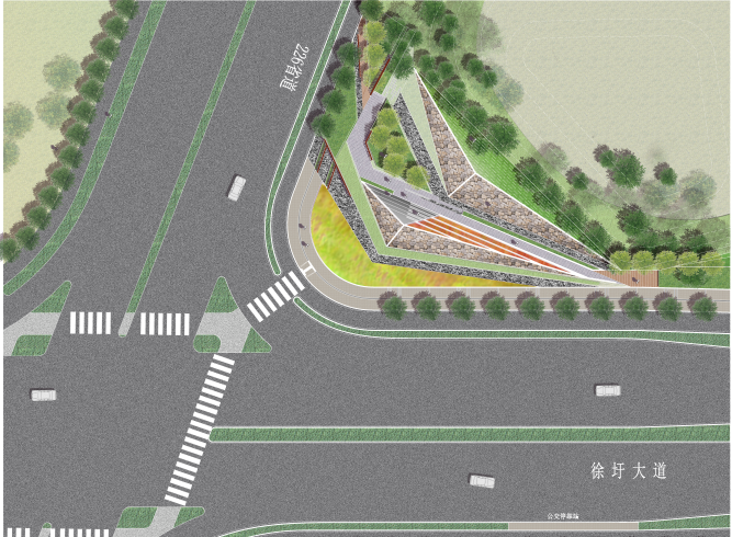 境外道路设计彩平psd-道路入口