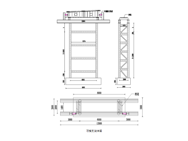 [河北]高速公路高架桥钢箱梁安装方案-顶推支架详图