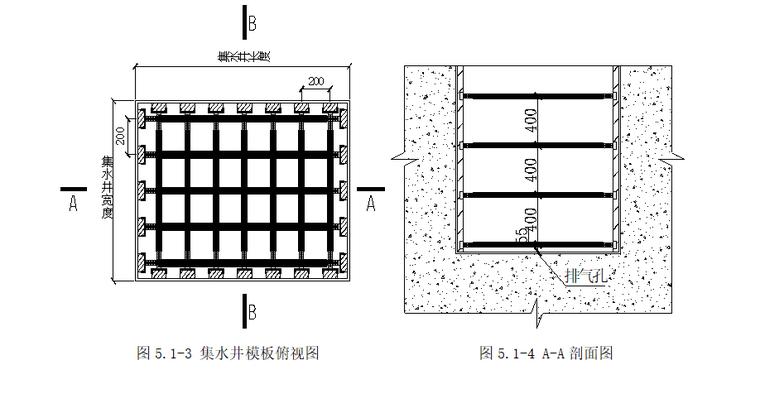 4层框架结构办公楼模板工程施工方案-06 集水井模板俯视图