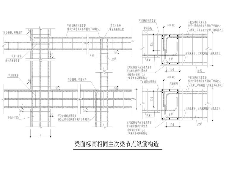 吊车梁系统设计图资料下载-梁钢筋构造大样图2018（CAD）