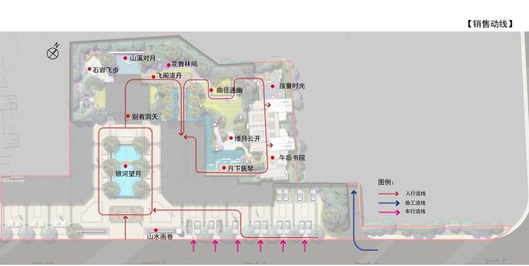 [湖北]武汉新中式风格展示区景观方案设计-销售动线