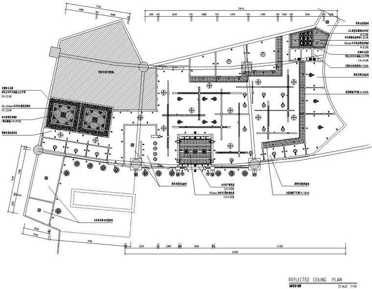 [福建]厦门小龙坎餐厅火锅店装修施工图 -顶面布置平面图