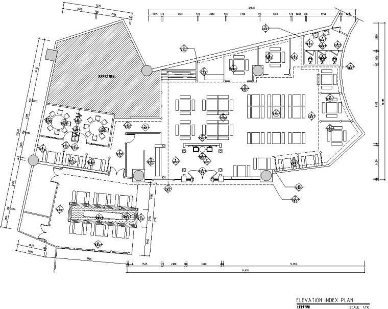 [福建]厦门小龙坎餐厅火锅店装修施工图 -立面索引平面图