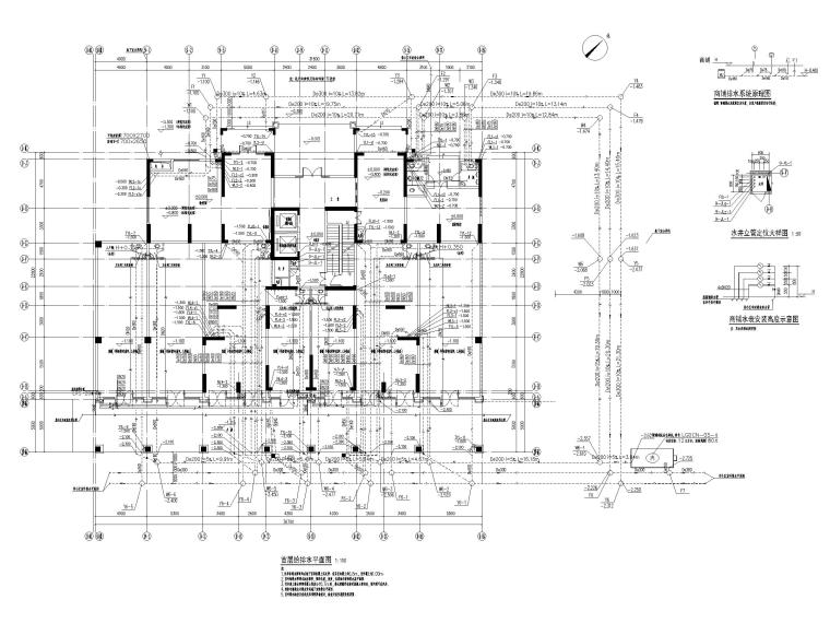 [广州]高层住宅楼消防给排水设计施工图-首层给排水平面图