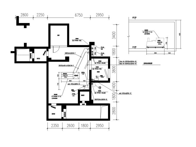 6000平地下室人防工程专项施工图-4人防移动电站平剖面布置图