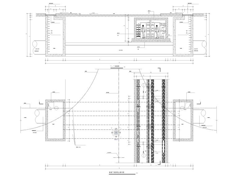 [深圳]箱涵结构紧凑型管廊全套施工图2018-管廊下部穿雨水管详图