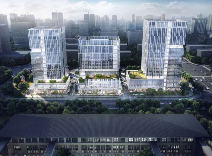 政府办公楼广场景观资料下载-沣东高层花园式办公可售办公楼方案文本2020