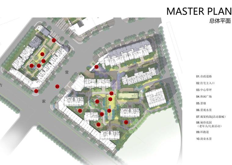 [江苏]现代风艺术花园滨江住宅景观方案设计-总体平面