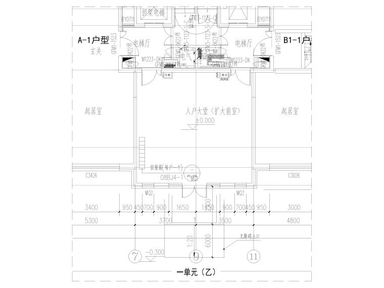 室内电梯施工图资料下载-[北京]住宅楼入户大堂+电梯厅装修施工图