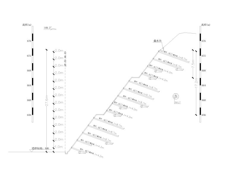 驾考中心场地边坡支护施工图设计CAD