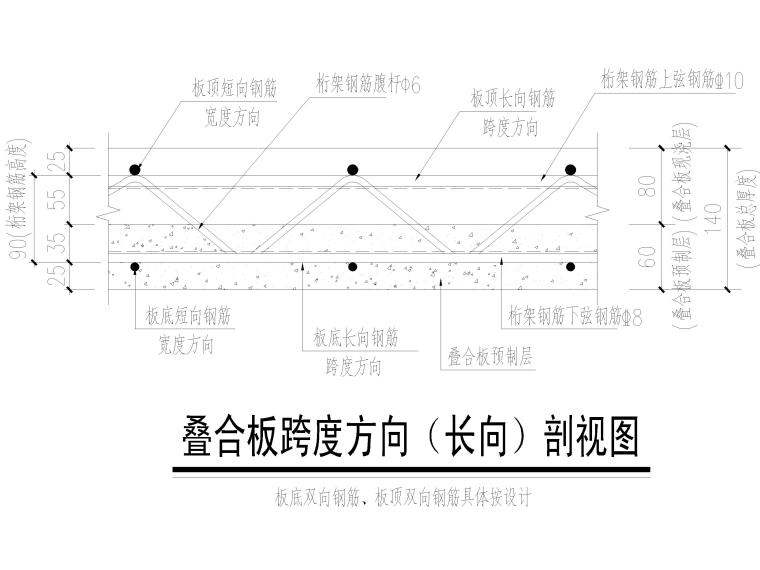 装配式预制构件大样图2018（CAD）-叠合板跨度方向剖视图