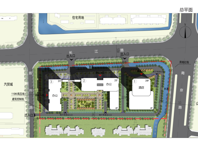 邳州恒D高层酒店办公建筑概念设计文本2019-总平面