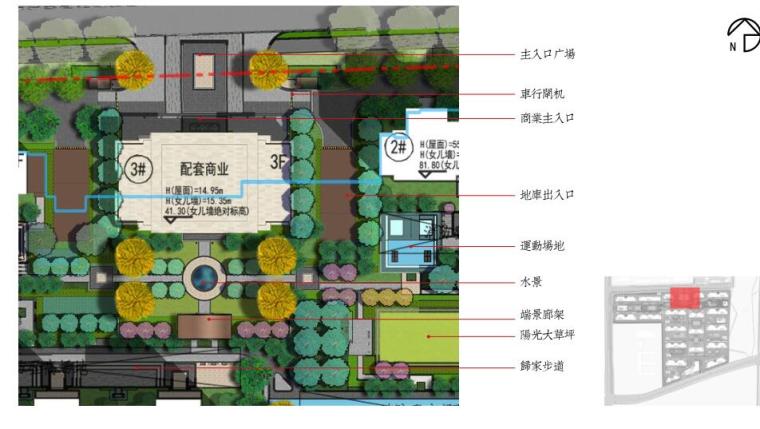 [安徽]新中式风格大区住宅景观深化方案设计-龙楼凤阙（社区前场）平面图