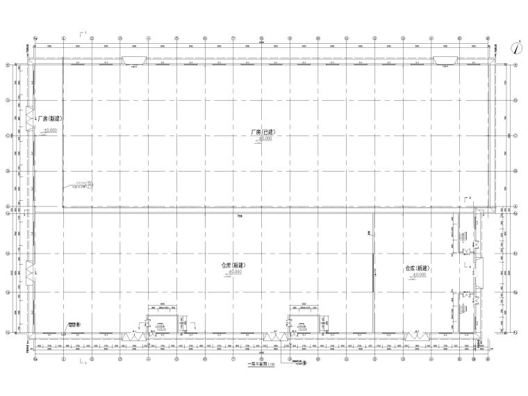三层轻钢结构丙类厂房仓库建筑施工图2016-一层平面图