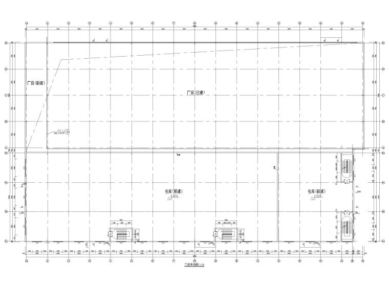 三层轻钢结构丙类厂房仓库建筑施工图2016-二层平面图