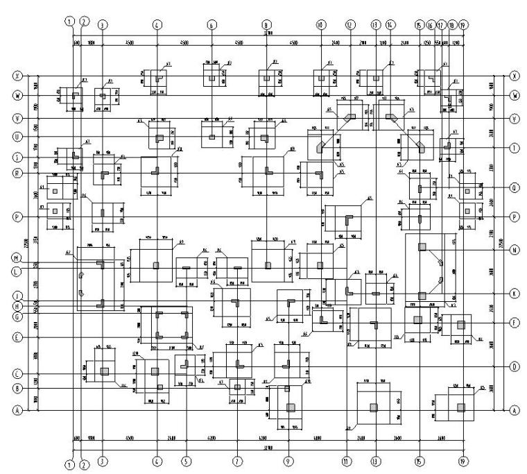 深圳高端别墅结构施工图D型CAD含建筑水暖电-基础布置图