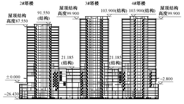 月坛金融中心结构与地基基础设计-建筑剖面