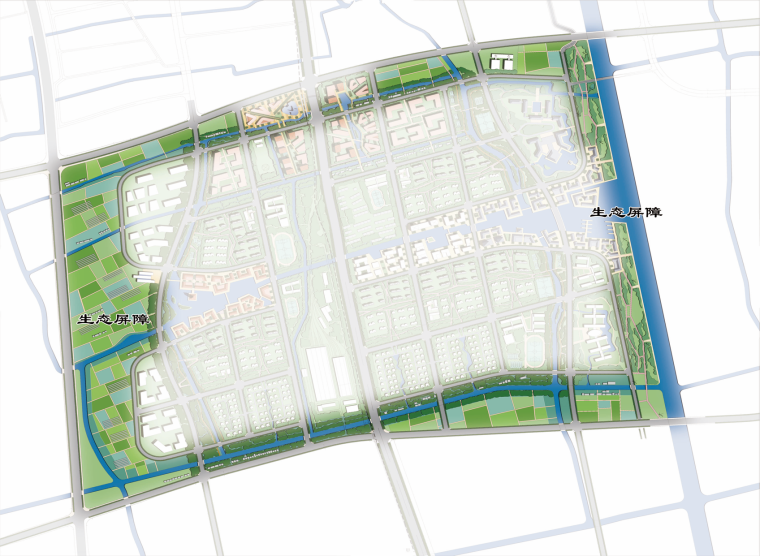 [上海]绿色生态旅游小镇景观设计方案-生态屏障平面图