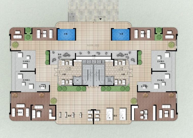 舜山府架空层平面图 来源:成执建筑设计