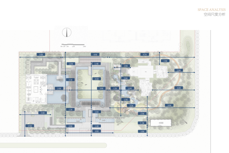 [陕西]西安40亩新中式风艺术住宅景观方案-空间尺度分析