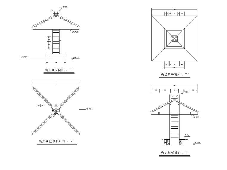 [浙江]城市广场观景阁景观设计施工图-构架亭hgw-Model
