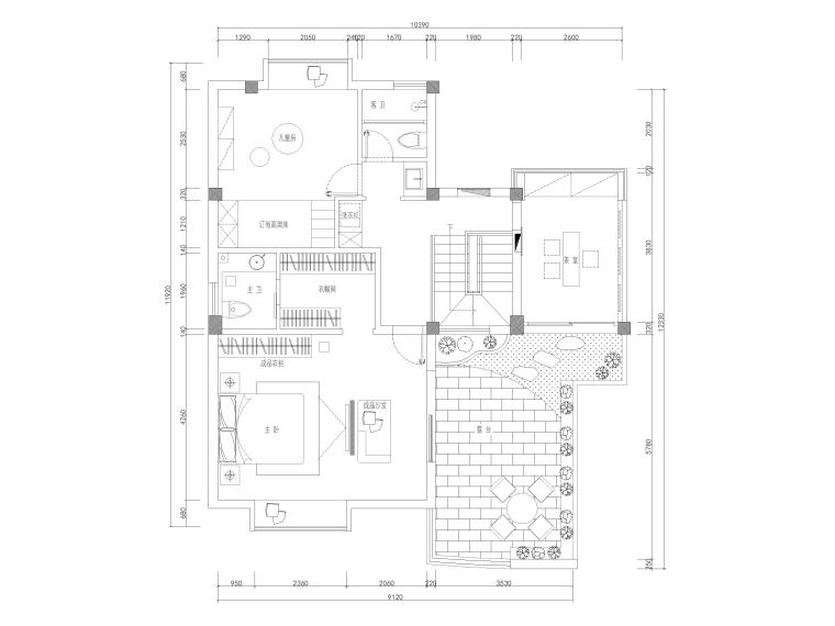 别墅机电施工图纸资料下载-[南京]186㎡现代二居别墅装修施工图+3D模型