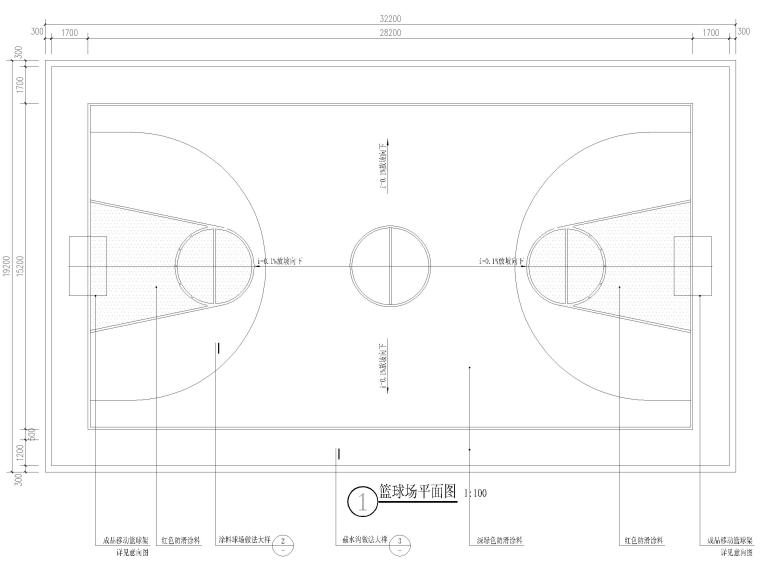 室外篮球场cad资料下载-[肇庆]篮球场施工图2018（CAD）