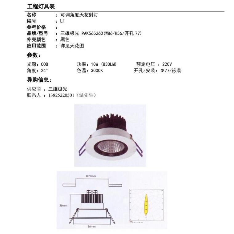 工程灯具资料下载-温州知名企业滨江149样板间工程灯具表