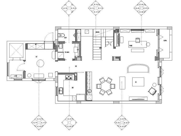 300平面别墅施工图资料下载-杭州协安紫郡300M²别墅装修施工图+水电图