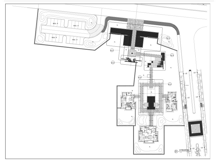 室外新中式座椅模型资料下载-江苏新中式人居环境示范区景观CAD施工图