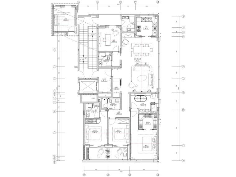 su现代大平层资料下载-[杭州]188㎡三居室大平层样板间装修施工图