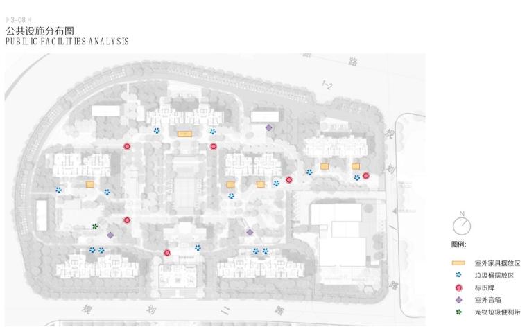 [浙江]温州优雅自然住宅景观概念方案设计-公共设施分布图