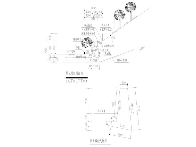 [普洱]永久性挡土墙设计施工图2015（CAD）-挡土墙剖面图