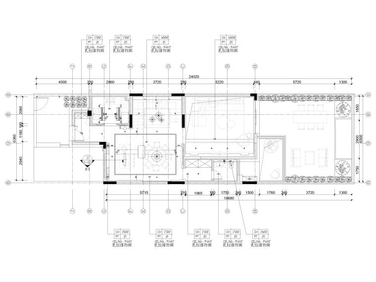 [广东]275㎡现代三层四居别墅样板间施工图-一层天花布置图