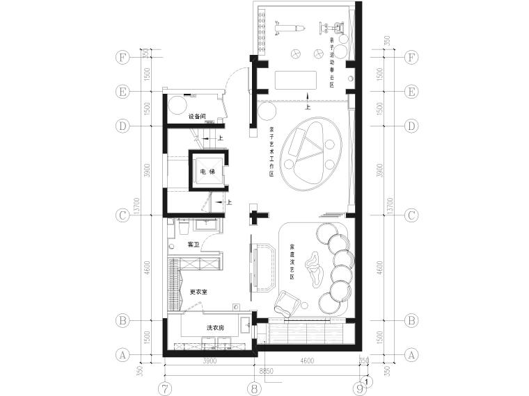 [北京]390㎡二层三居联排别墅施工图+3D模型-负二层平面布置图
