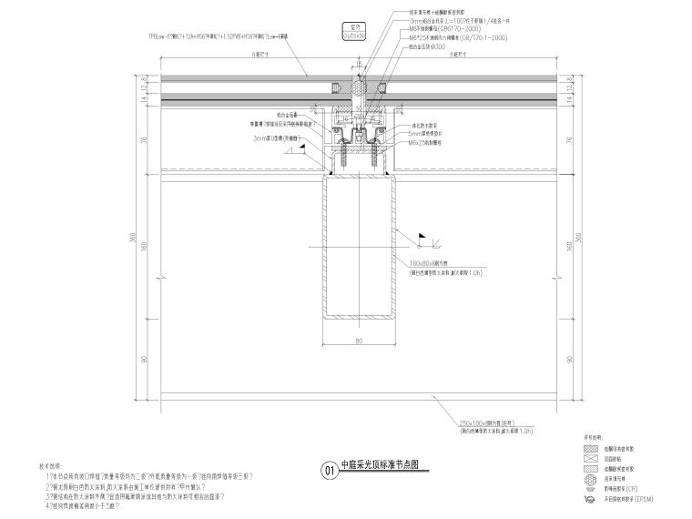 采光顶钢结构节点详图（CAD）-椭圆形采光顶标准节点图