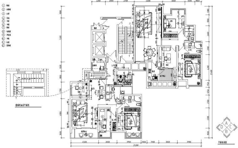 三房两厅建筑设计方案图资料下载-湖南中式260㎡两套三房两厅住宅装修施工图