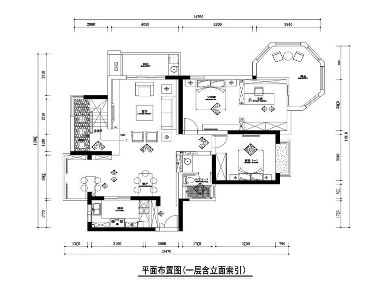 紫金轩新中式住宅施工图资料下载-新中式复式带阁楼250㎡住宅装修施工图设计 